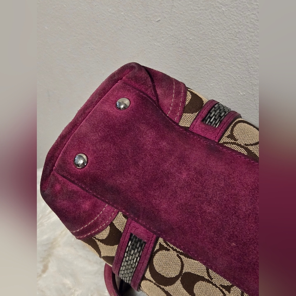 Coach Signature Canvas Tote Bag - Pink and Brown - Picture 8 of 14